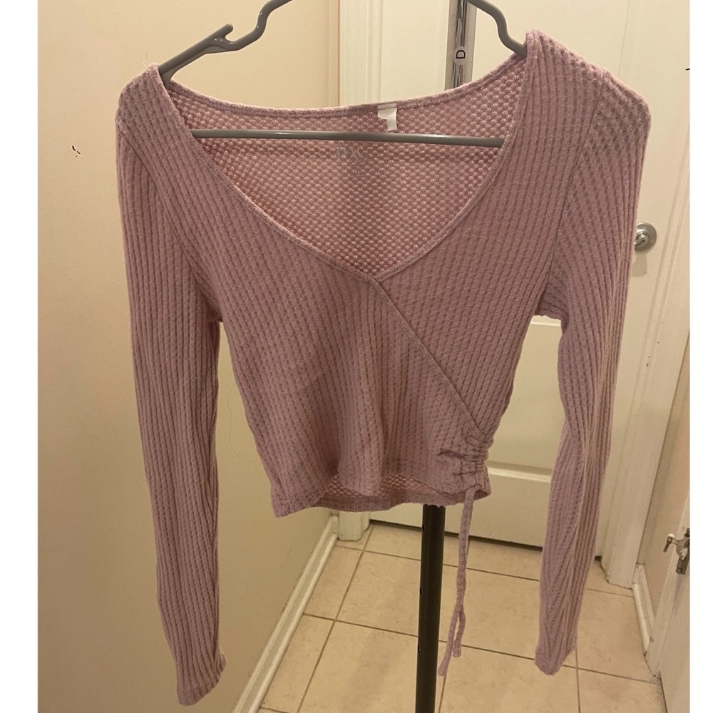 💜Pac Sun Cropped Purple Waffle Ribbed Top